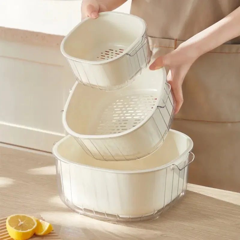 Kit com 3 Cestos Para Frutas e Vegetais