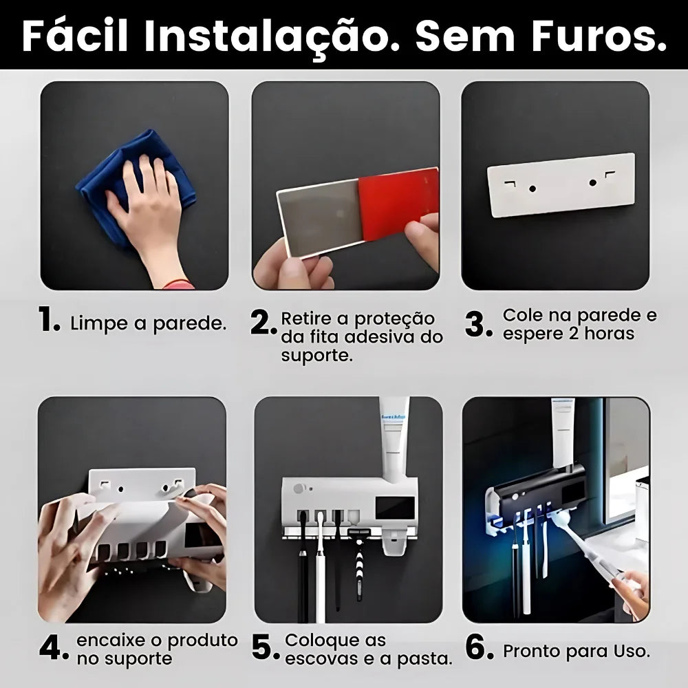 Dispensador pasta dente e porta escova dentes Azzura