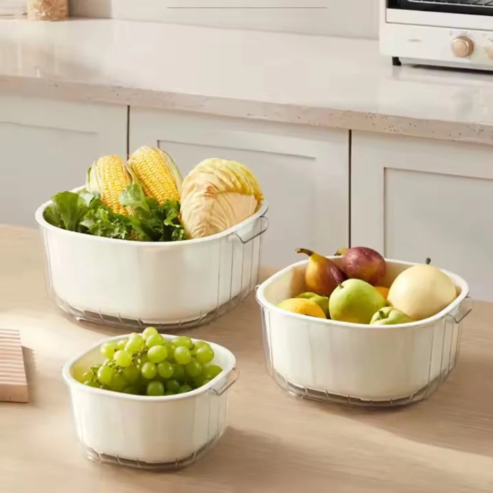 Kit com 3 Cestos Para Frutas e Vegetais
