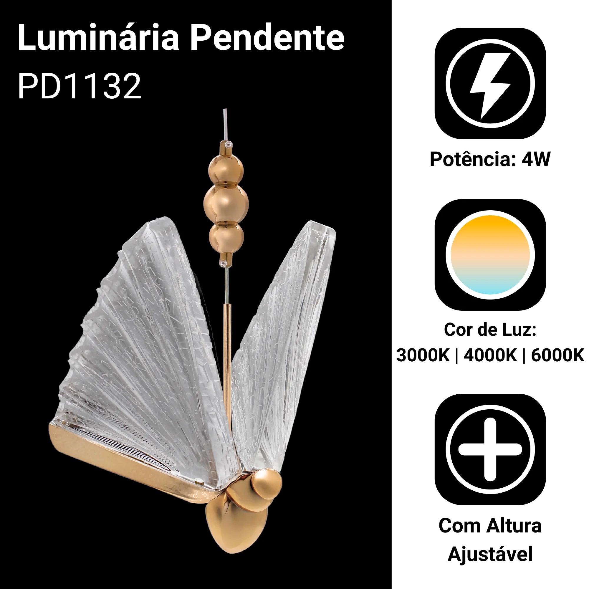 Luminária Pendente Golden Bee Azzura