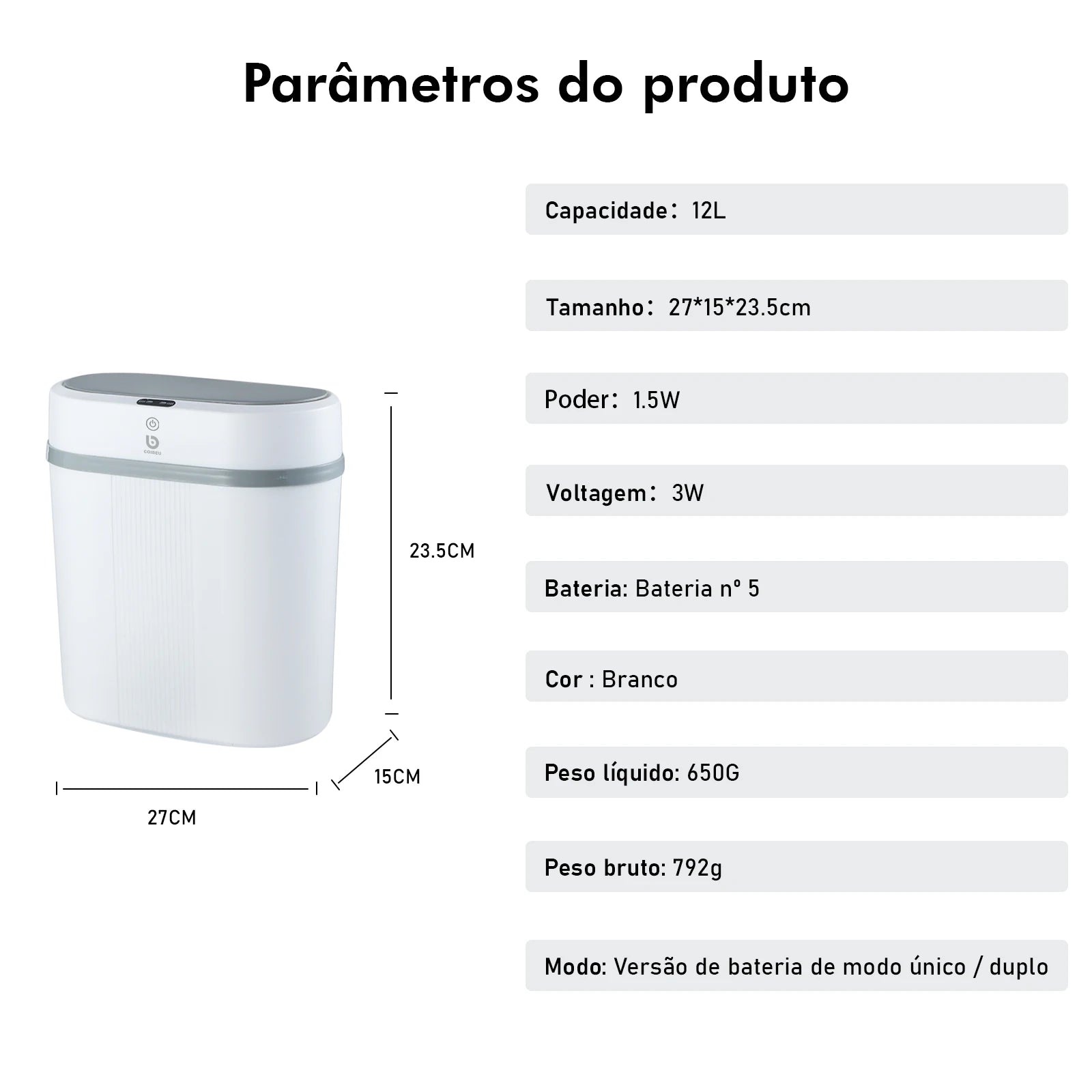 Lixeira inteligente com sensor automático-Azzura