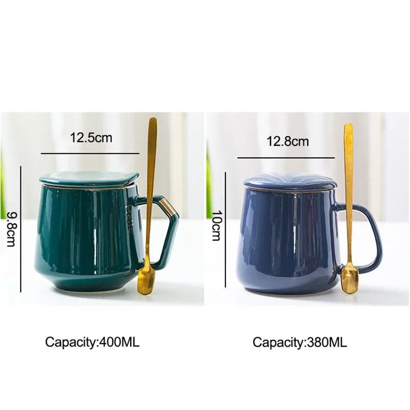Caneca de cerâmica dourada leve estilo europeu