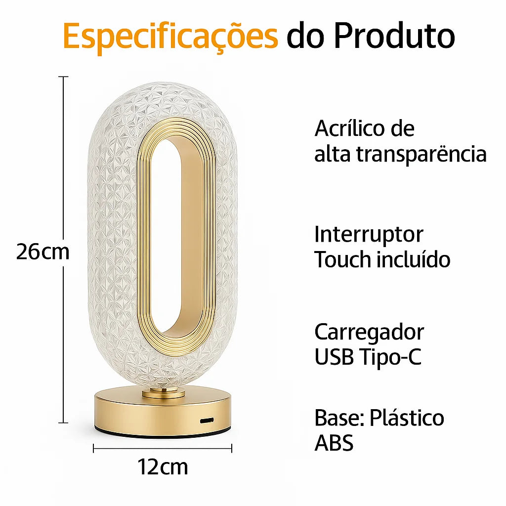 Luminária de Mesa Cristal LED